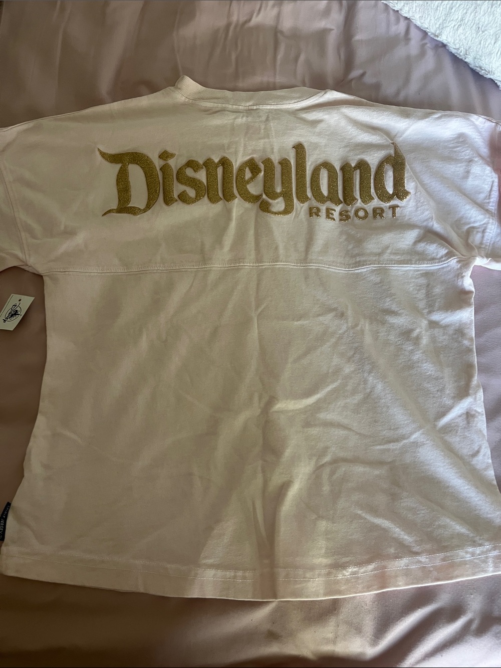 Disney Pink Kids Short Sleeve Tee with Gold Disneyland Logo